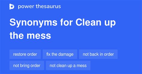 restore order. . Mess thesaurus